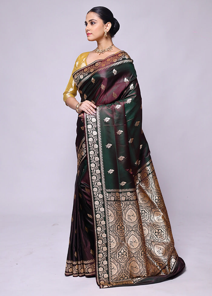 Green Banarasi Silk Saree With Blouse Piece