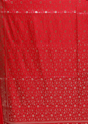 Pink Banarasi Silk Saree With Blouse Piece