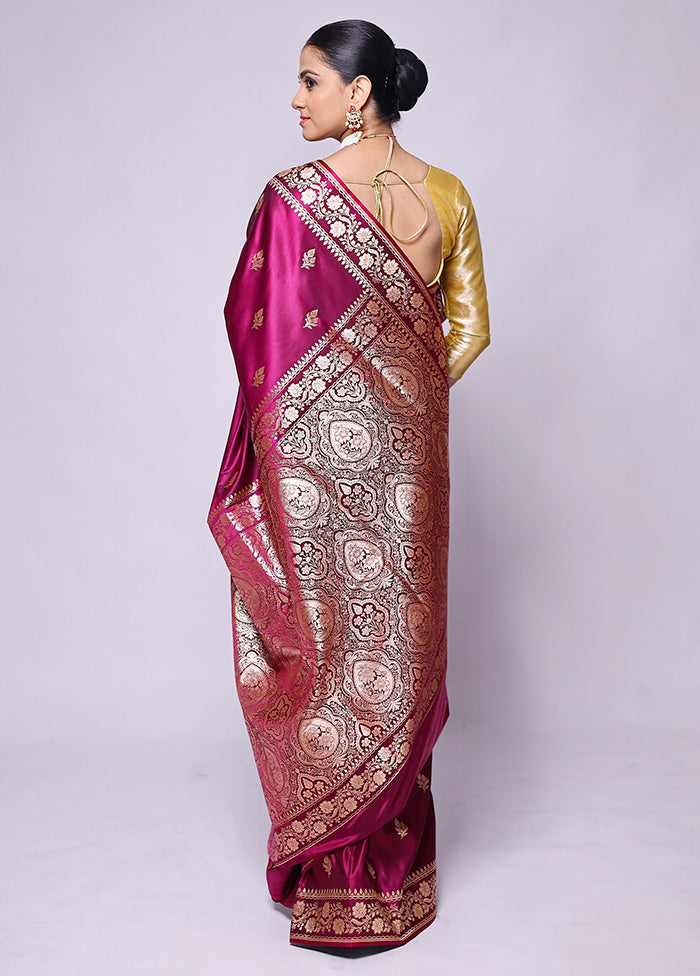 Purple Banarasi Silk Saree With Blouse Piece