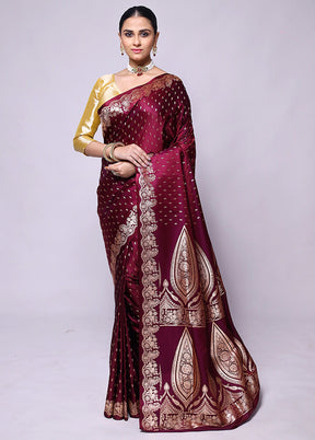 Purple Banarasi Silk Saree With Blouse Piece