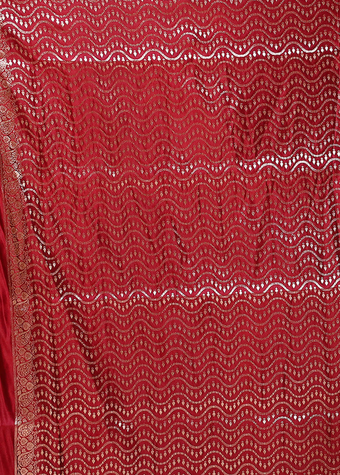 Maroon Banarasi Silk Saree With Blouse Piece