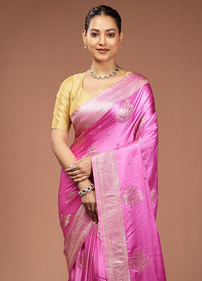 Pink Dupion Silk Saree With Blouse Piece