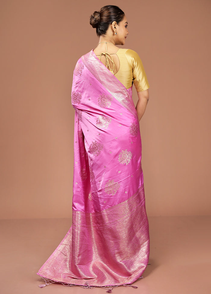 Pink Dupion Silk Saree With Blouse Piece