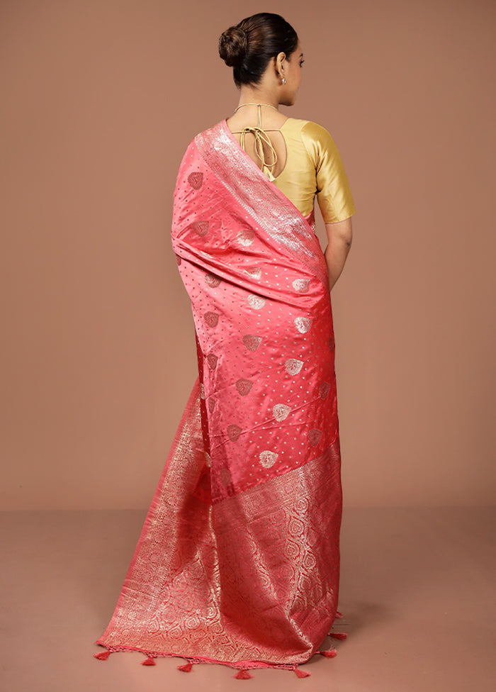 Pink Dupion Silk Saree With Blouse Piece