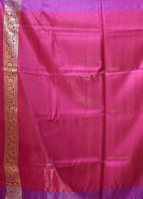 Purple Banarasi Silk Saree With Blouse Piece