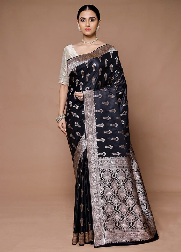 Black Katan Silk Saree With Blouse Piece