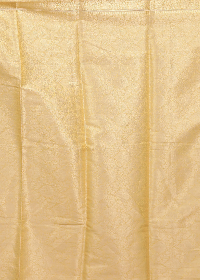 Yellow Kora Silk Saree With Blouse Piece