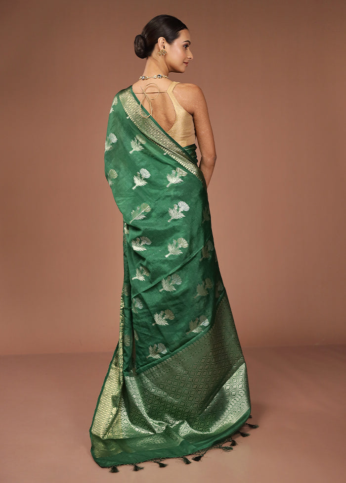 Green Dupion Silk Saree With Blouse Piece