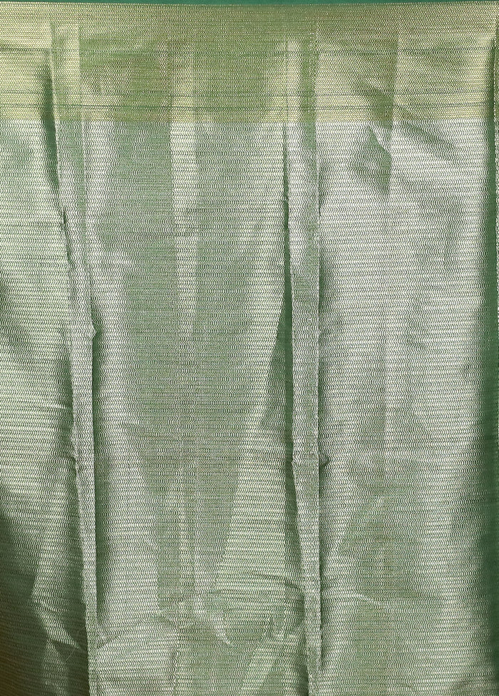 Green Dupion Silk Saree With Blouse Piece