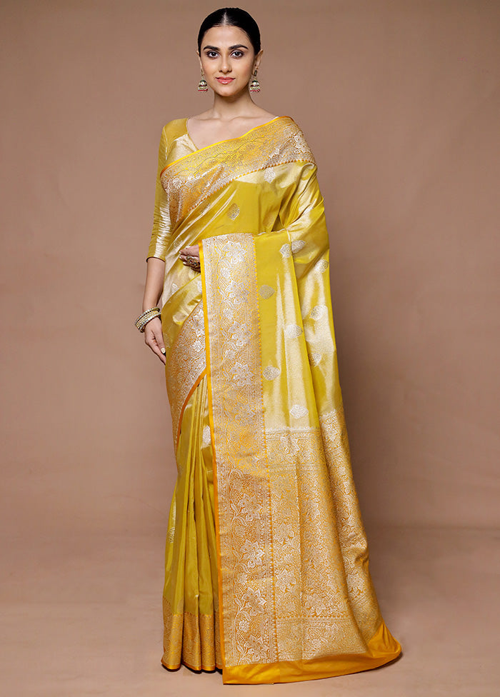 Yellow Tissue Silk Saree With Blouse Piece