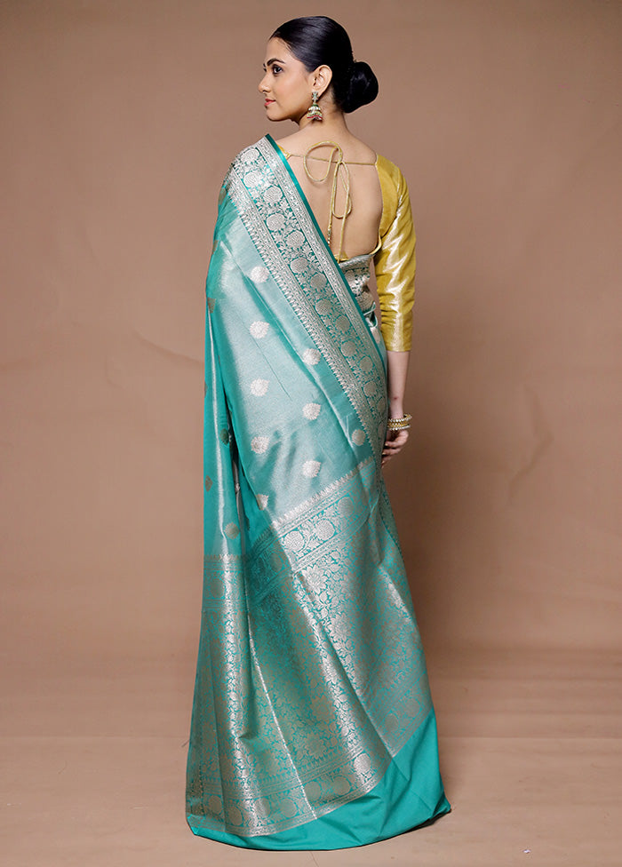 Blue Tissue Silk Saree With Blouse Piece