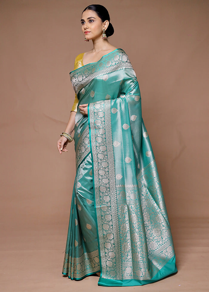 Blue Tissue Silk Saree With Blouse Piece