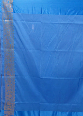Blue Tissue Silk Saree With Blouse Piece
