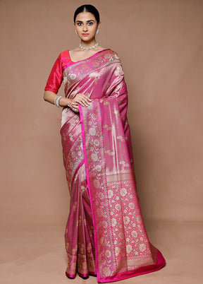 Pink Tissue Silk Saree With Blouse Piece