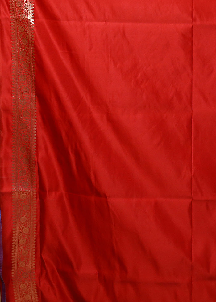 Red Banarasi Silk Saree With Blouse Piece