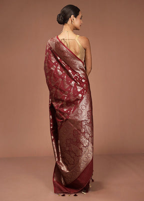 Purple Dupion Silk Saree With Blouse Piece