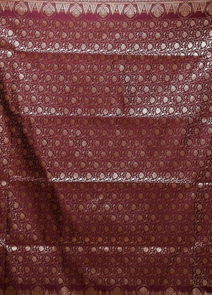 Maroon Banarasi Silk Saree With Blouse Piece