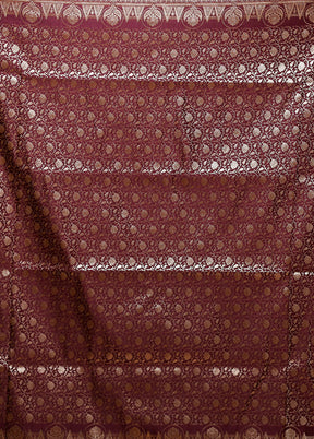 Maroon Banarasi Silk Saree With Blouse Piece