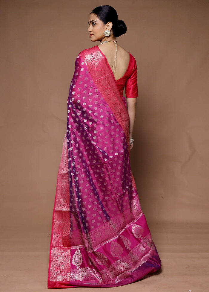 Pink Kora Silk Saree With Blouse Piece