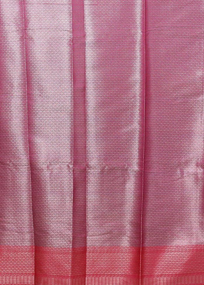 Pink Kora Silk Saree With Blouse Piece