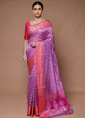 Pink Kora Silk Saree With Blouse Piece