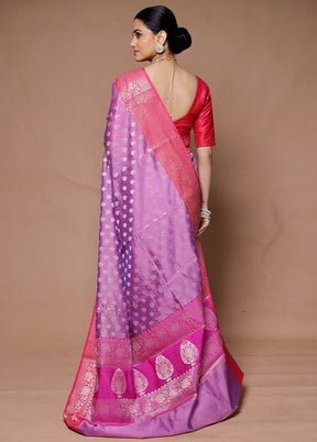 Pink Kora Silk Saree With Blouse Piece