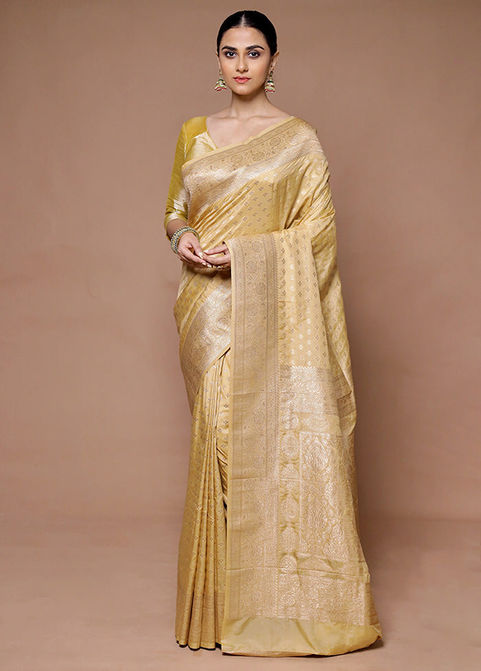 Golden Georgette Saree With Blouse Piece