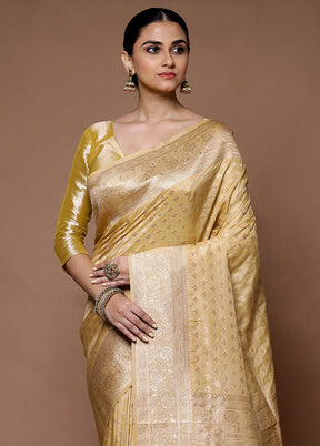 Golden Georgette Saree With Blouse Piece