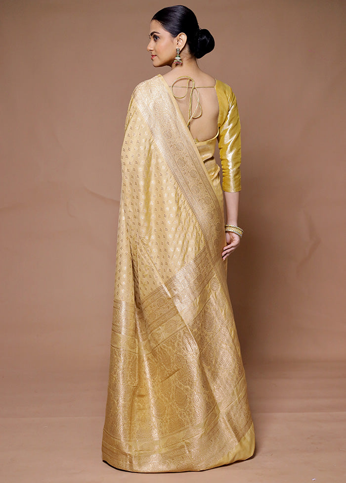 Golden Georgette Saree With Blouse Piece