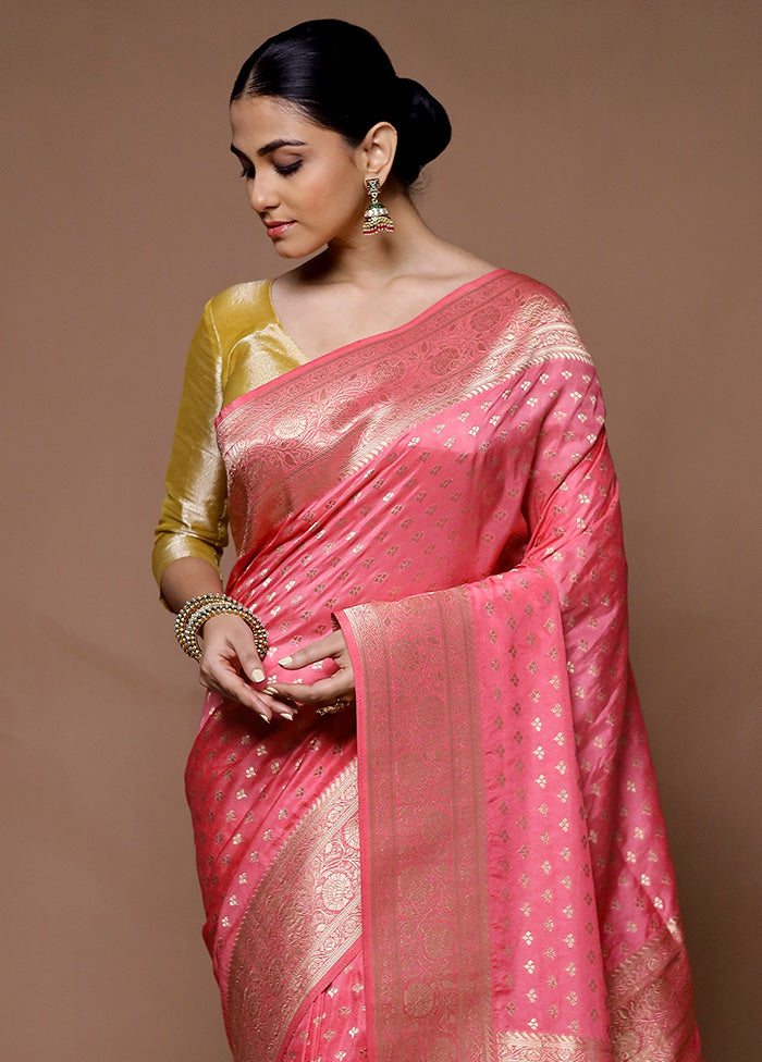 Pink Georgette Saree With Blouse Piece