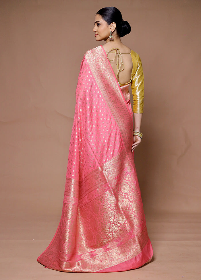 Pink Georgette Saree With Blouse Piece