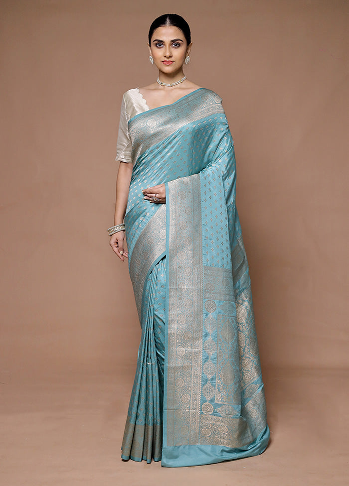 Blue Georgette Saree With Blouse Piece