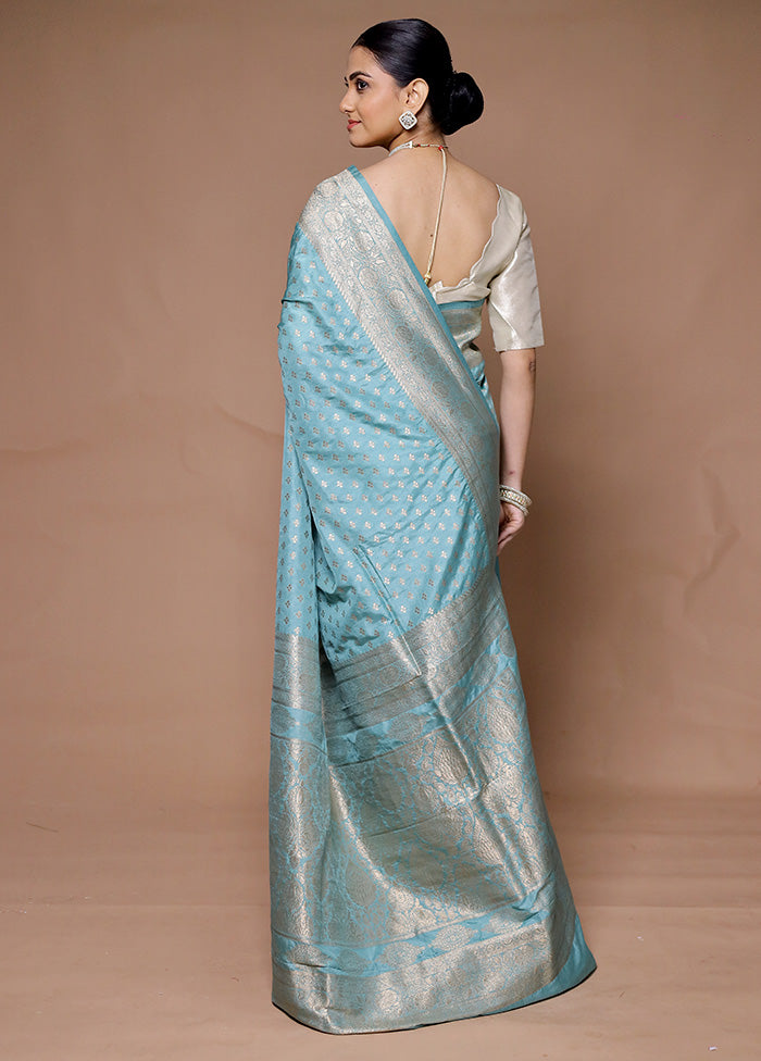 Blue Georgette Saree With Blouse Piece