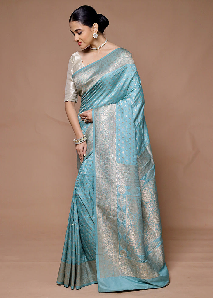 Blue Georgette Saree With Blouse Piece