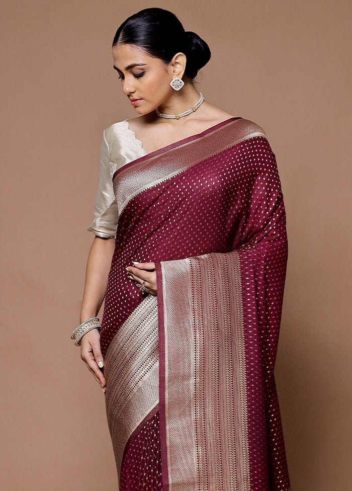 Maroon Georgette Saree With Blouse Piece