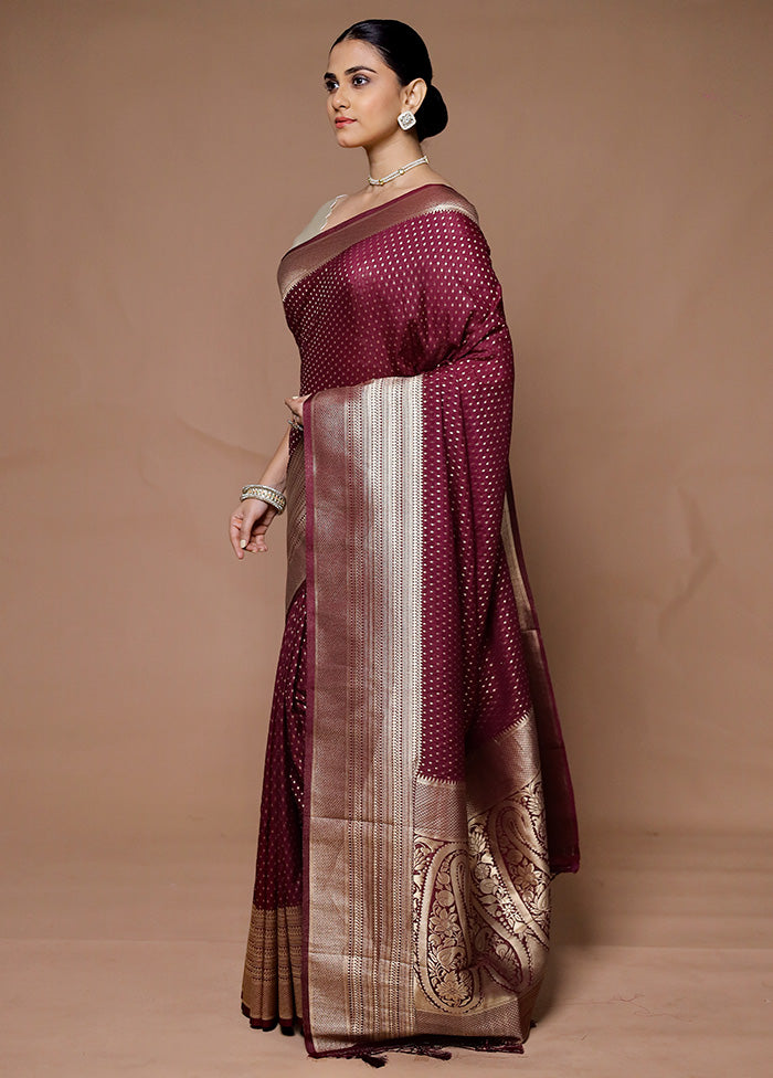 Maroon Georgette Saree With Blouse Piece