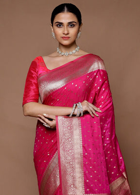 Pink Dupion Silk Saree With Blouse Piece