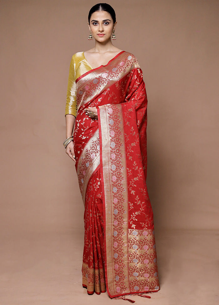 Red Georgette Saree With Blouse Piece