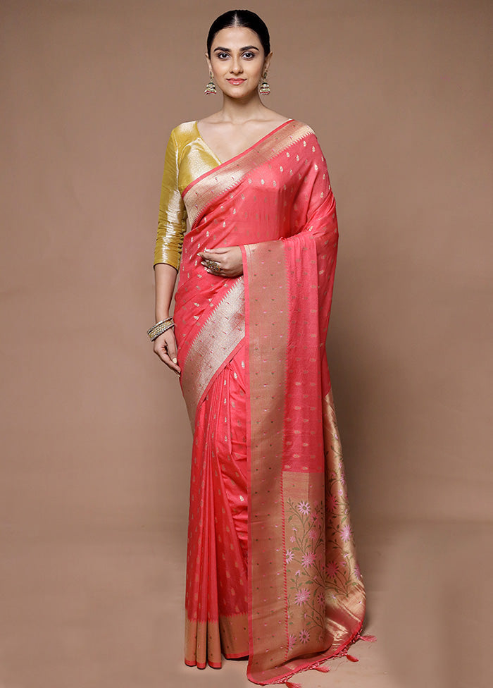 Pink Georgette Saree With Blouse Piece