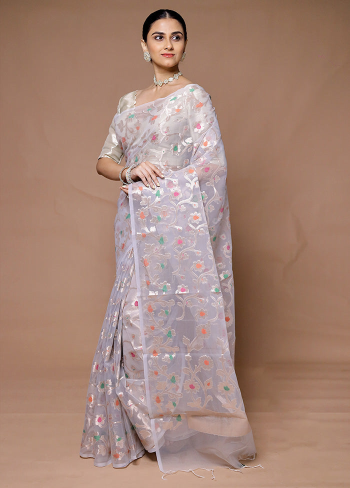 Grey Organza Saree With Blouse Piece