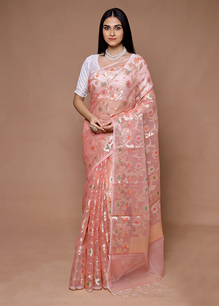 Pink Organza Saree With Blouse Piece