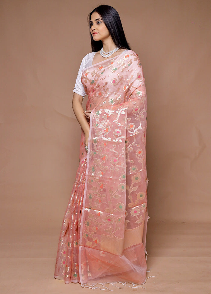 Pink Organza Saree With Blouse Piece