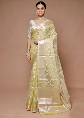 Yellow Organza Saree With Blouse Piece
