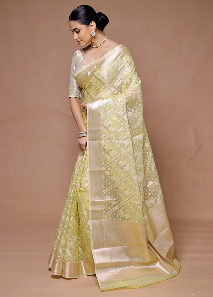 Yellow Organza Saree With Blouse Piece