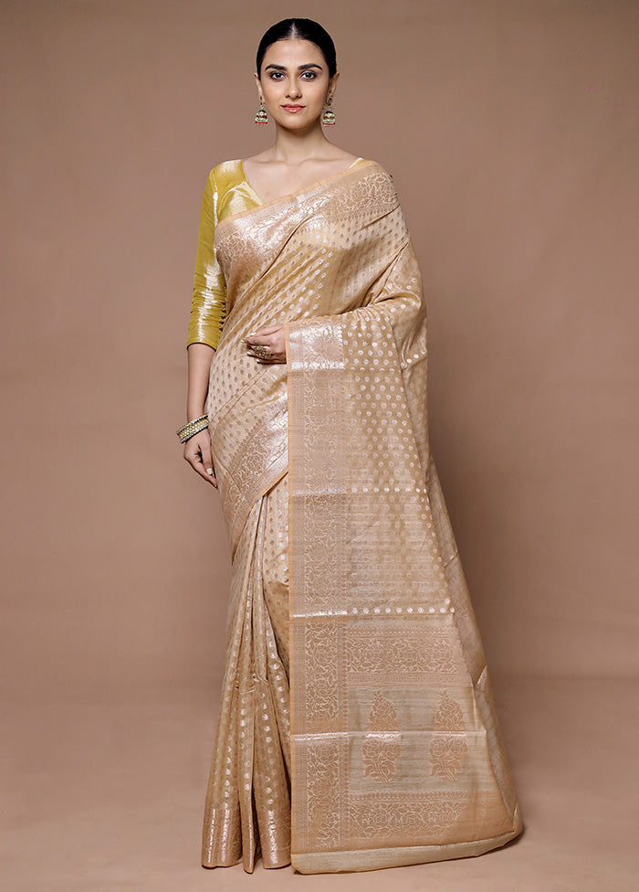 Golden Kora Silk Saree With Blouse Piece