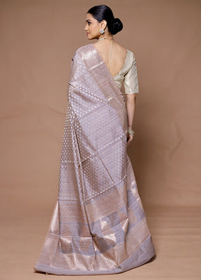 Grey Kora Silk Saree With Blouse Piece