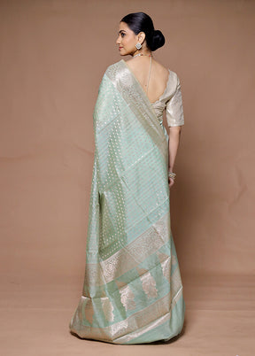 Green Kora Silk Saree With Blouse Piece