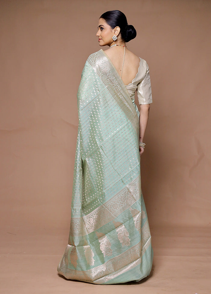 Green Kora Silk Saree With Blouse Piece