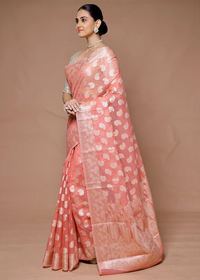 Pink Kora Silk Saree With Blouse Piece