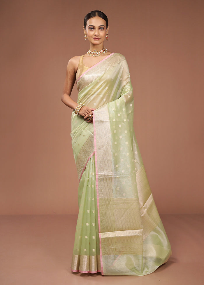 Green Tissue Silk Saree With Blouse Piece
